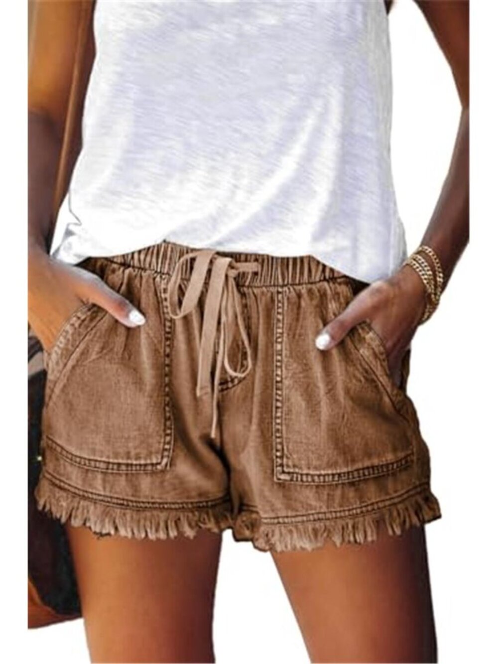 Womens Cotton Linen Pants Wide Leg Drawstring Elastic Waist Tassel Casual Pants